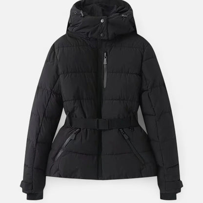 Damen Steppjacke Kapuze Tailliert Warm