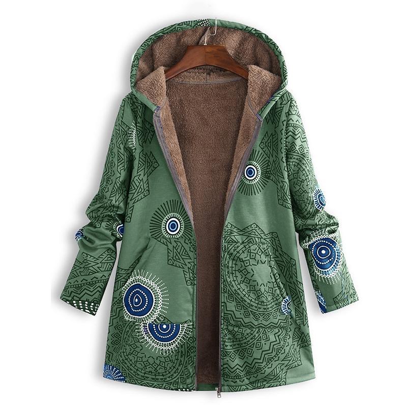 Norvielle Damen Vintage Jacke Bedruckt