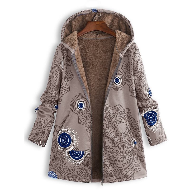 Norvielle Damen Vintage Jacke Bedruckt