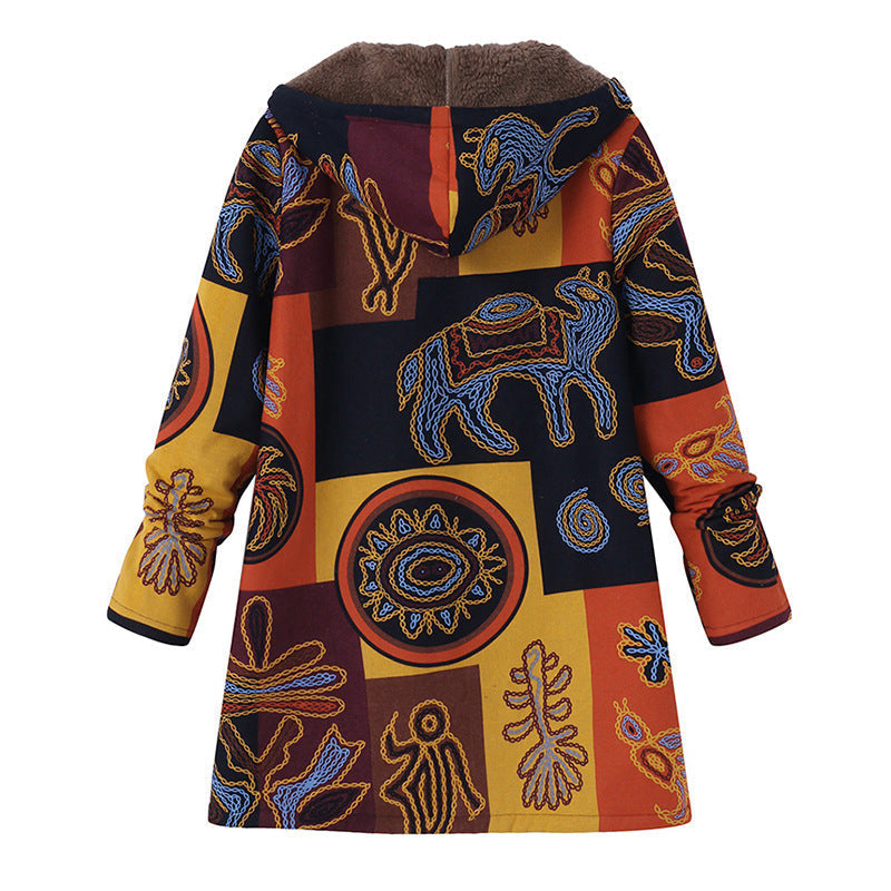 Norvielle Damen Vintage Jacke Bedruckt