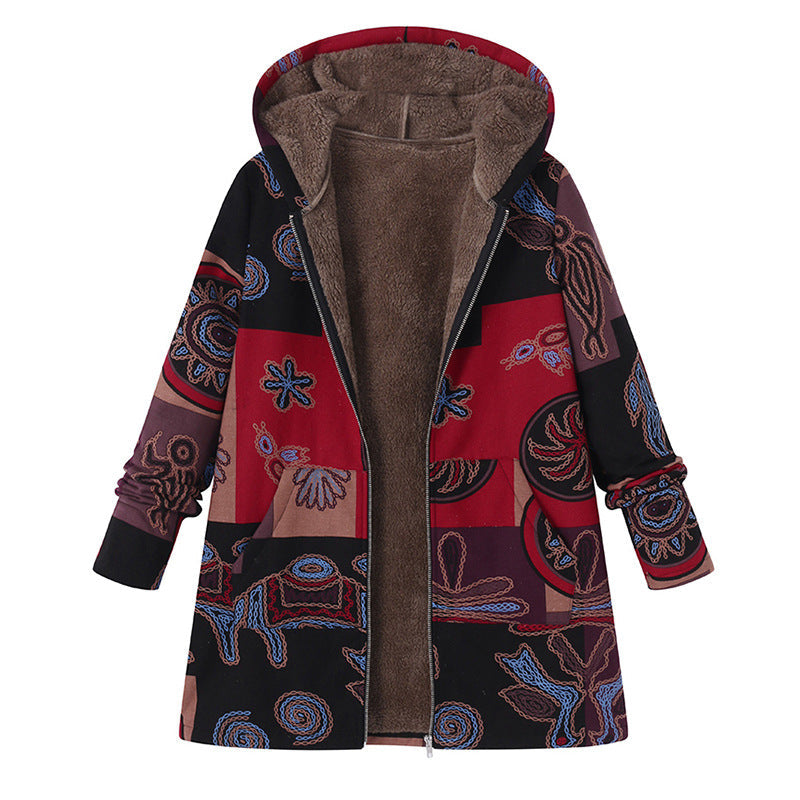 Norvielle Damen Vintage Jacke Bedruckt