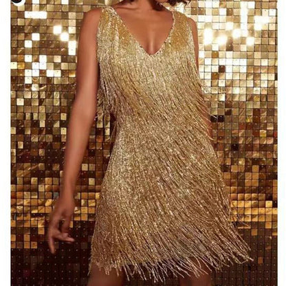 Elin Damen Glitzerkleid Mit Fransen