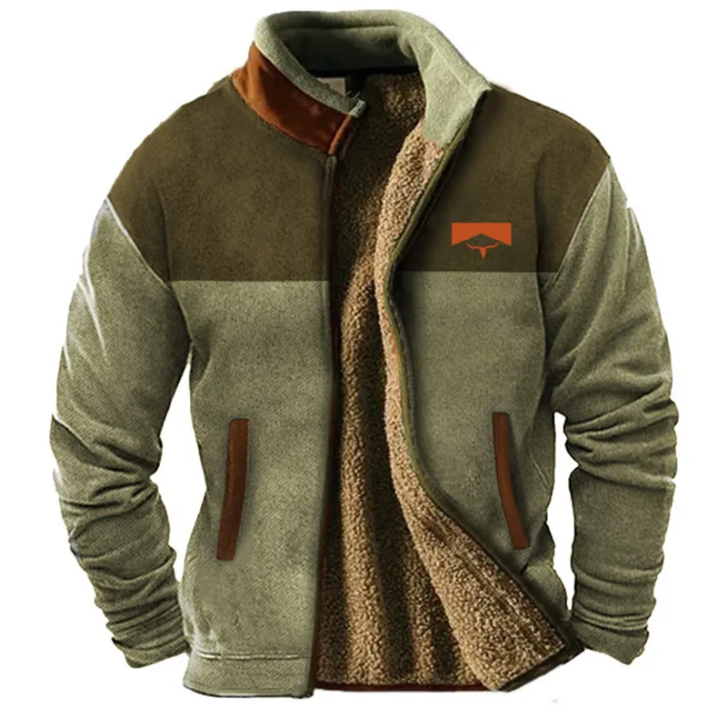 Herren Winterjacke Vintage-Look Fleece-Futter Schwarz - Norvielle