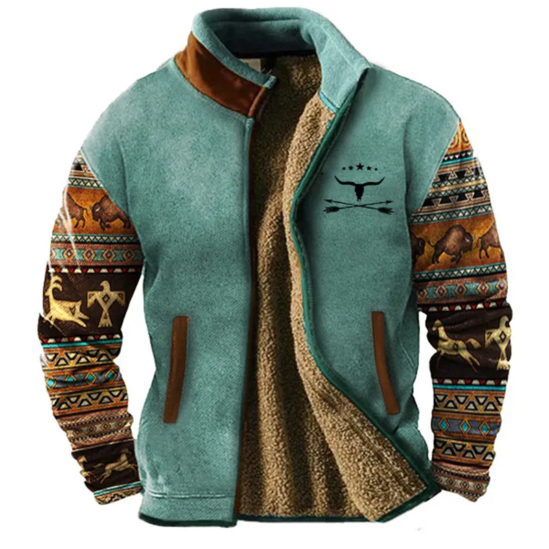Herren Winterjacke Vintage-Look Fleece-Futter