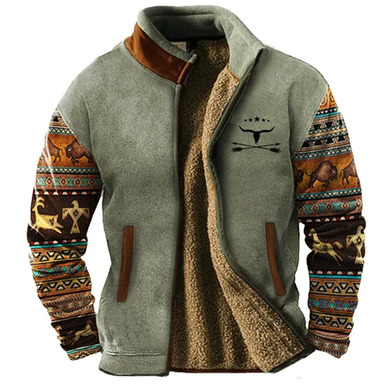 Herren Winterjacke Vintage-Look Fleece-Futter