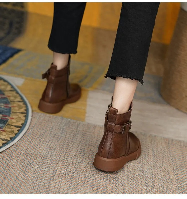 Damen Stiefeletten Mid-Ankle Höhe Leder