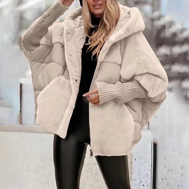 Damen Pufferjacke Oversized Stepp-Design Kapuze