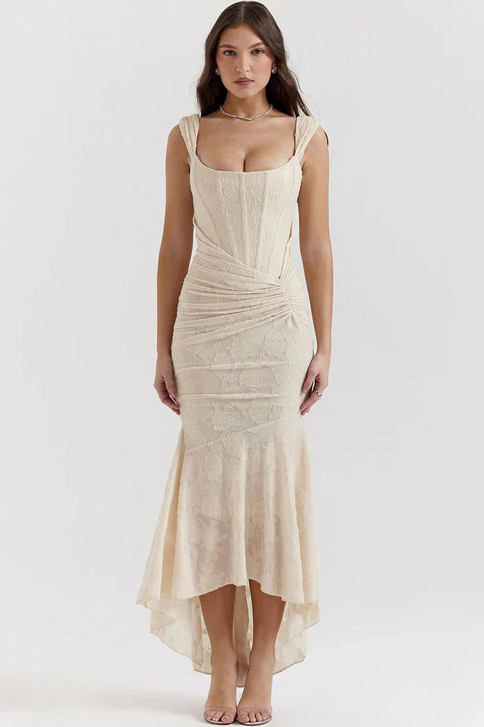 Spitzen-Abendkleid Schulterfrei Figurbetonter Schnitt