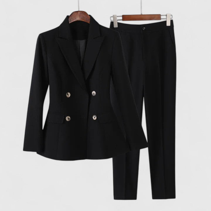 Damen Zweireihiges Blazer Hosen Set