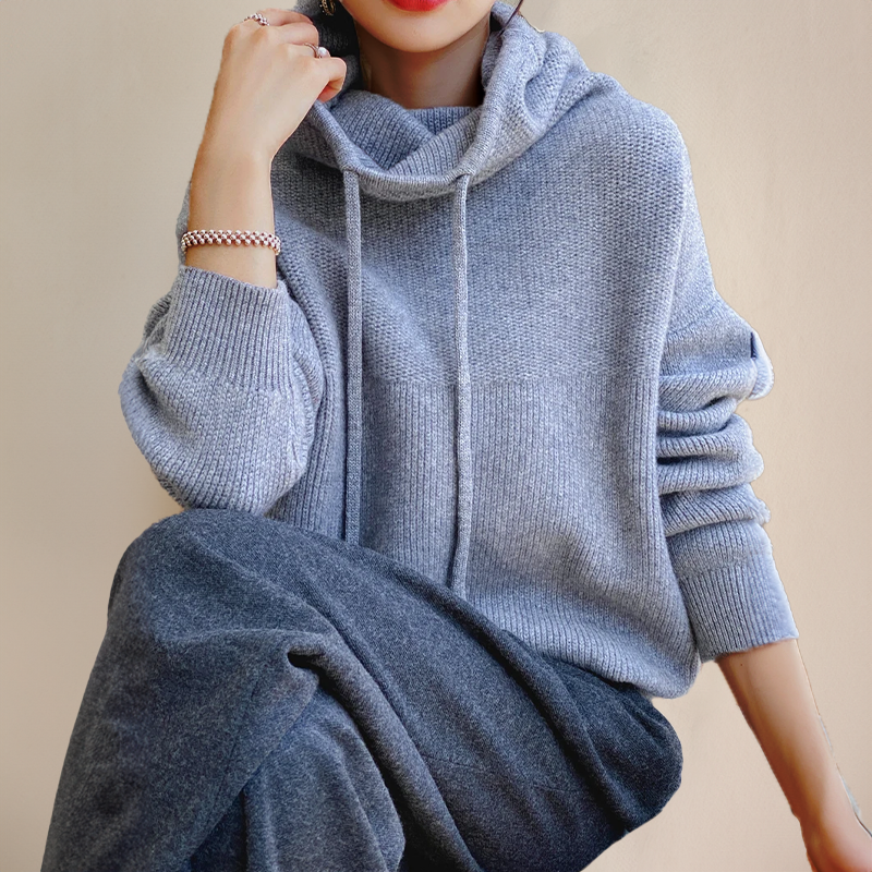 Norvielle Damen Strick-Hoodie Stilvoll - Norvielle