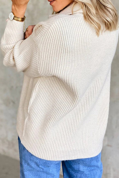 Damen Langarmpullover Knopfverschluss