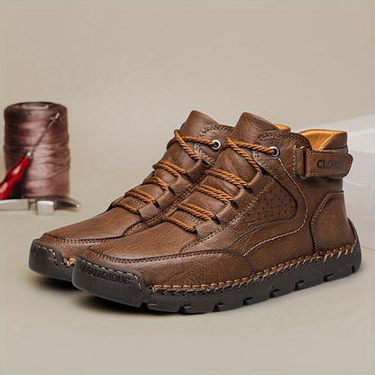 Herren Winterschuhe Knöchelhoch Leder Schwarz Schnürung - Norvielle