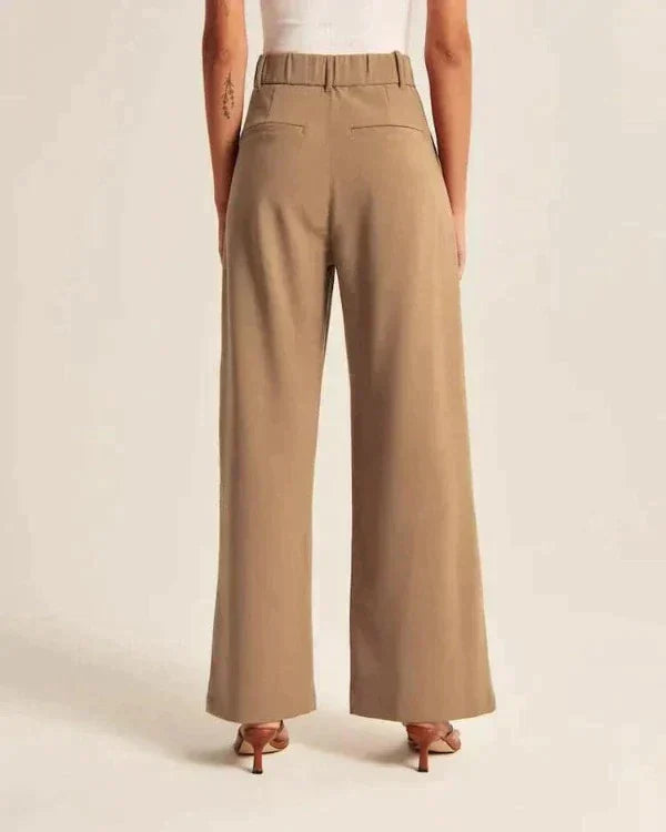 Damen Pantalon Weite Beine Hohe Taille