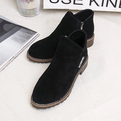 Damen Winterstiefel Blockabsatz Stiefeletten Reißverschluss
