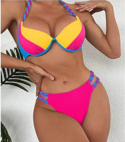 Norvielle Damen Hochgeschnittener Bikini Badeanzug