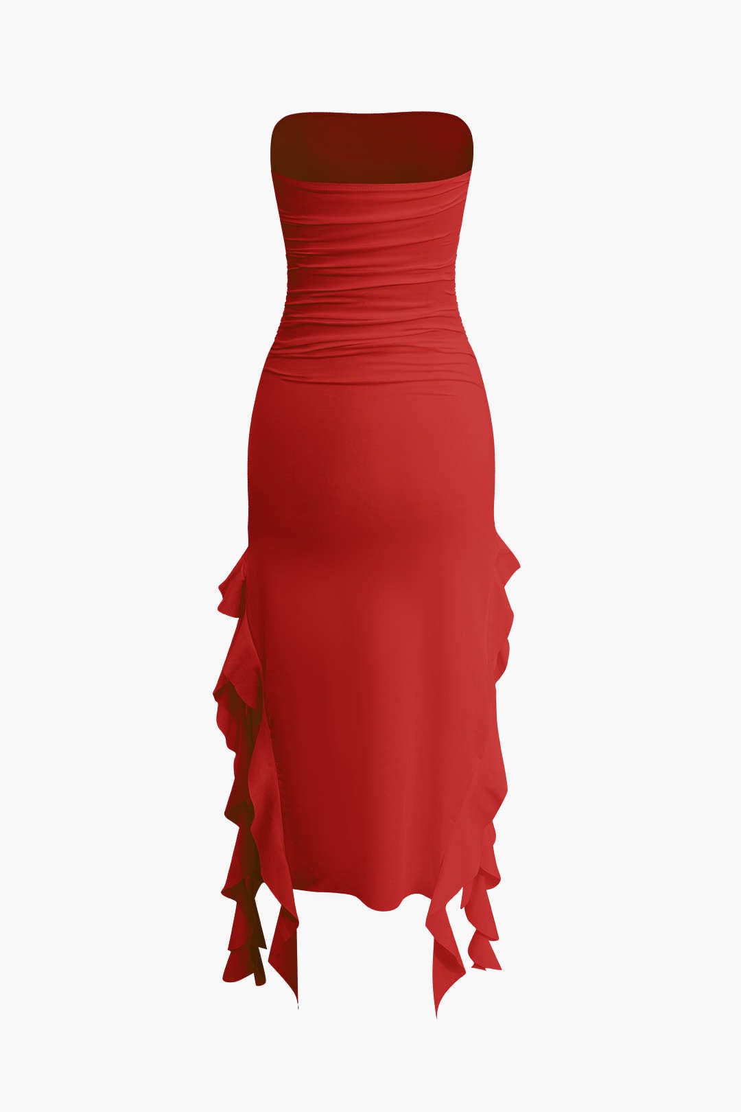 Damen Maxikleid Elegantes Bandeau-Design mit Volant-Details