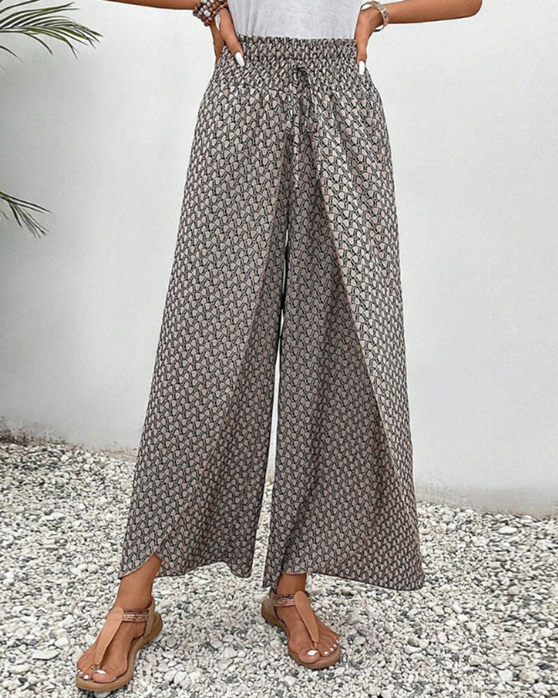 Damen Sommerhose Hohe Taille Geometrisches Muster