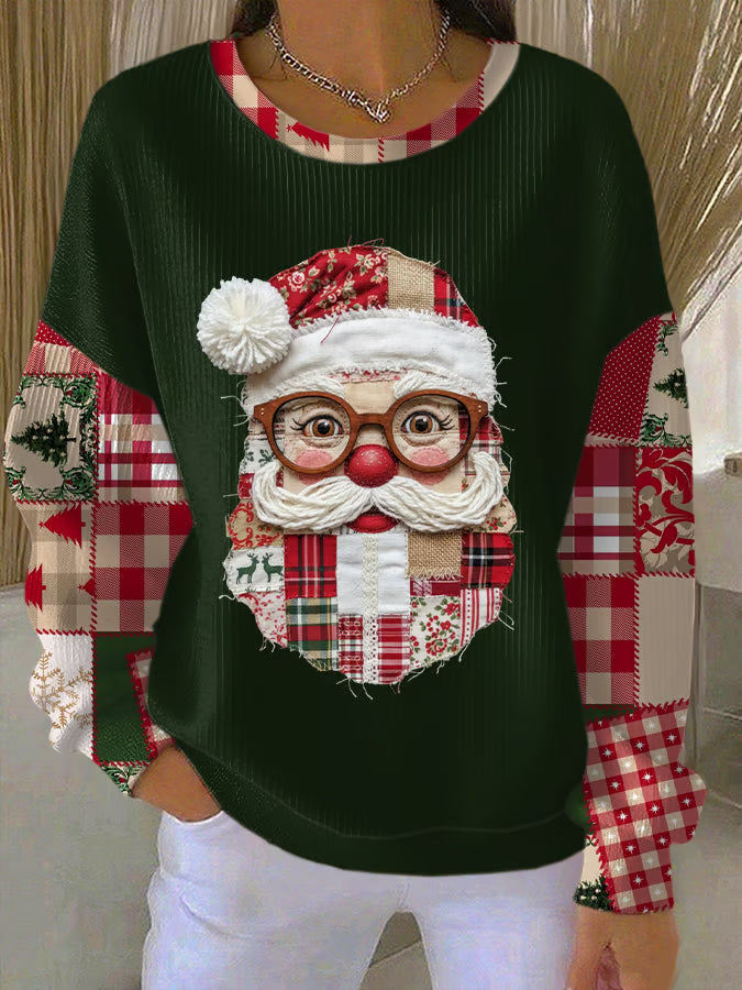 Weihnachtspulli Weihnachtsmann Motiv Damen