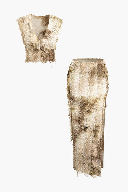 Damen Fransen-Zweiteiler und Rock