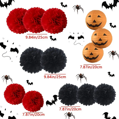 Halloween Papierlaterne Hängend Dekorationsset Orange