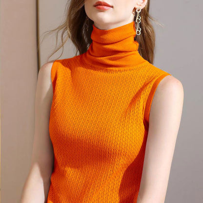 Norvielle Damen Ärmelloser Hochgeschlossener Pullover