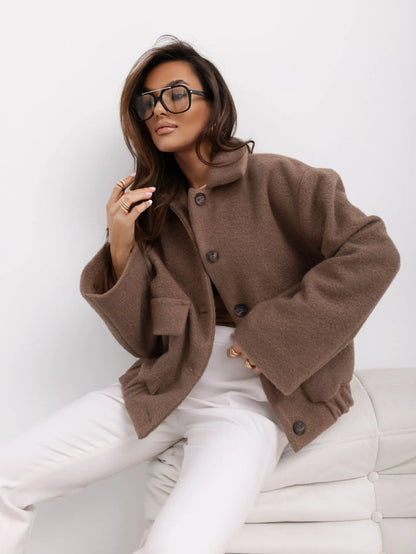 Damen Kurzjacke Große Taschen Stylisch