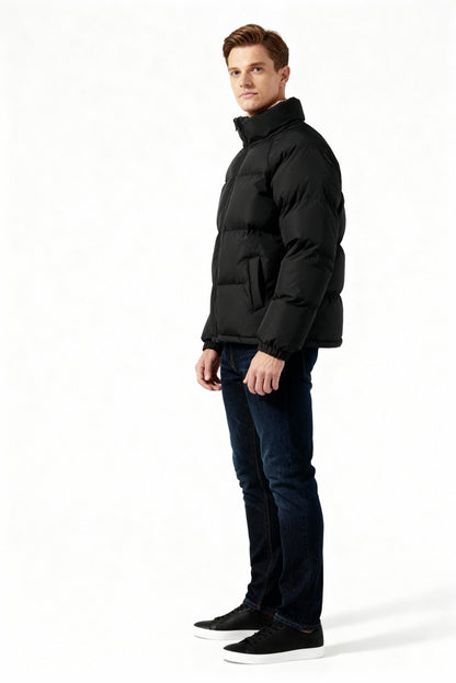 Herren Fleece-Pufferjacke Mit Kapuze Warm