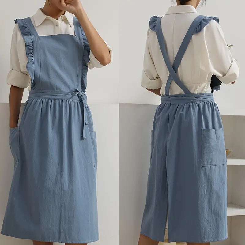 Retro Schürze mit Rüschen und Taschen Damen