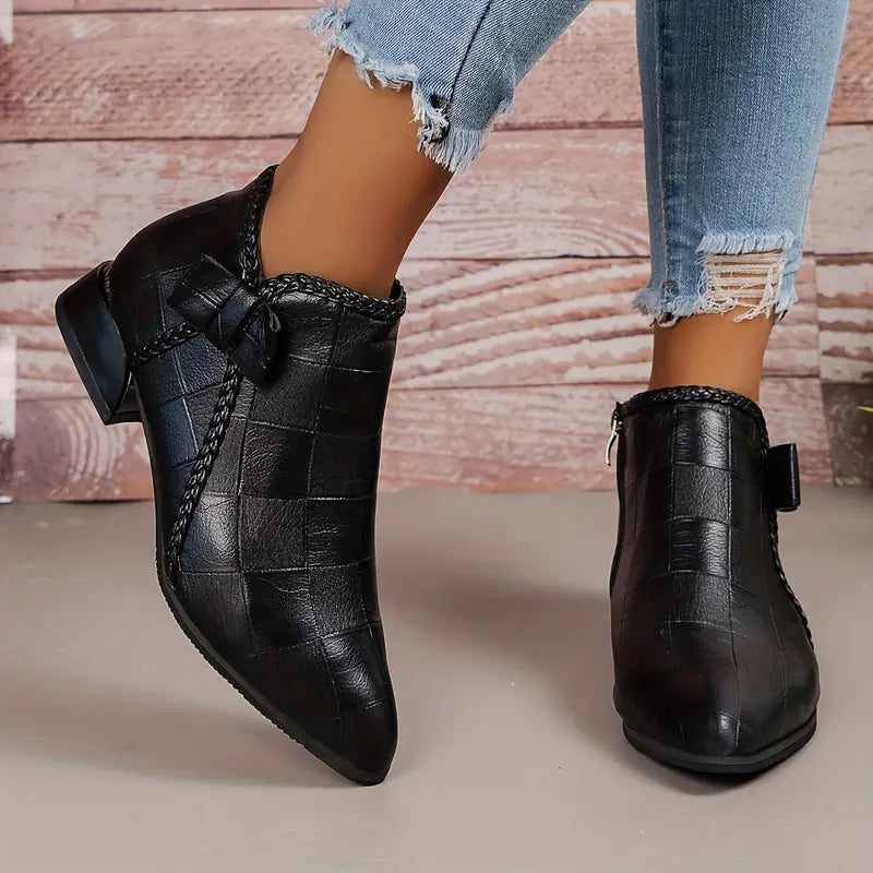 Damen Niedrigabsatz Stiefel Bequem Schwarz - Norvielle