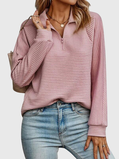Damen Langarm-Pullover Lässig Reißverschluss