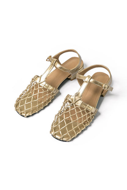 Damen Sandalen Gold Netzdesign - Norvielle