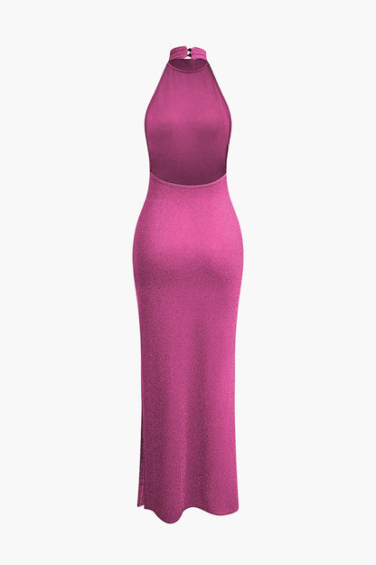 Luisa Damen Rückenfreies Abendkleid Glänzend
