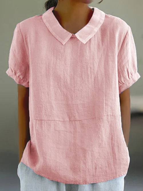 Norvielle Damen Bluse Baumwolle Einfarbig
