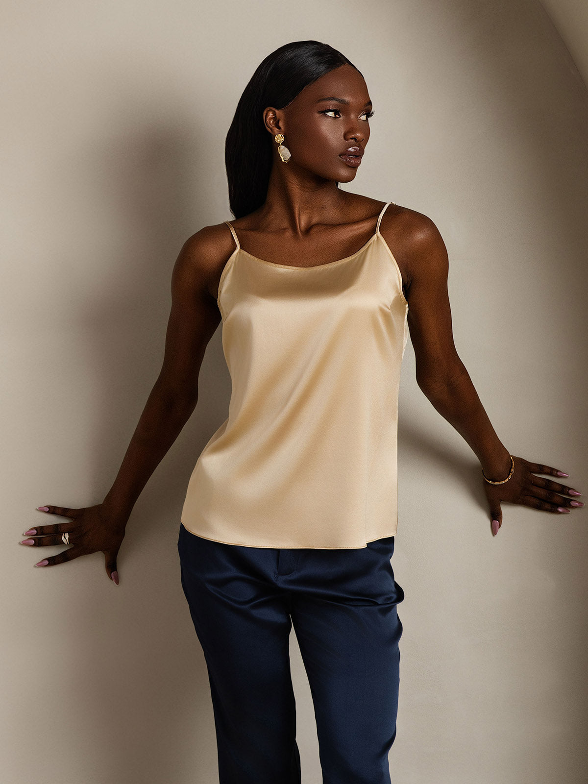 Norvielle Damen Seiden-Camisole Spaghettiträger