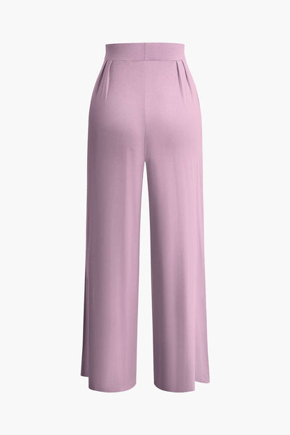Damen Zweiteiler-Set mit Schleifen-Bandeau und Weitbein-Hose