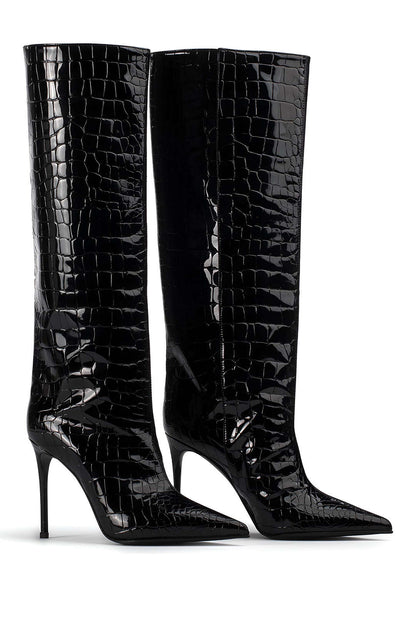Damen Krokodilleder Stiefel Stiletto Absatz - Norvielle