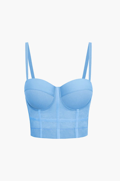 Damen Bustier- Figurbetonter Bügel-BH transparentes Mesh
