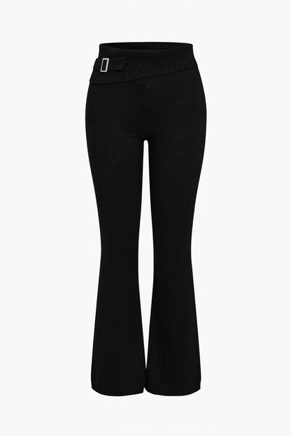 Damen Strick-Set Kapuzenjacke Schlaghose