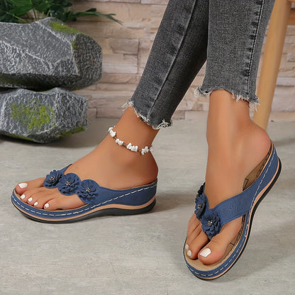 Damen Sommer-Slipper Zehensteg-Sandalen Robust Bequem