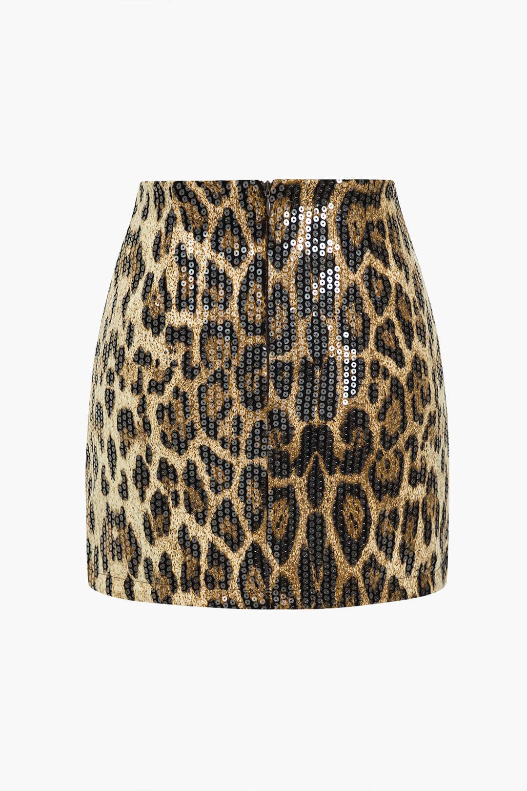 Lunaria Damen Minirock Pailletten Leopard-Print