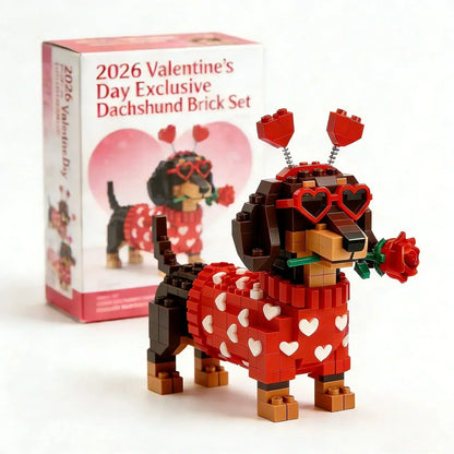 Dackel Baustein Set Herzdesign Bausatz Valentinstag