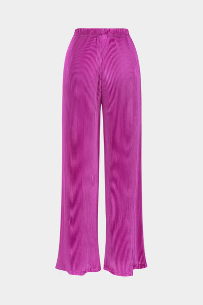Elegantes Damen Plissee-Zweiteiler-Set Crop- Weithose