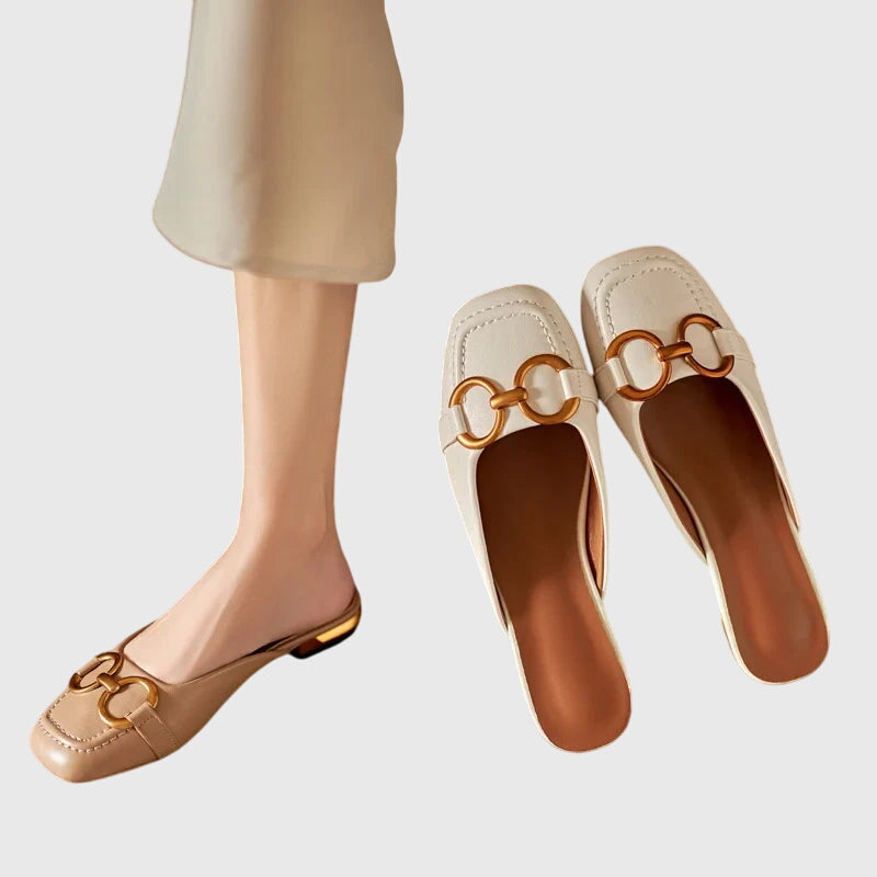 Damen Slip-On Sandalen Schnallen Design
