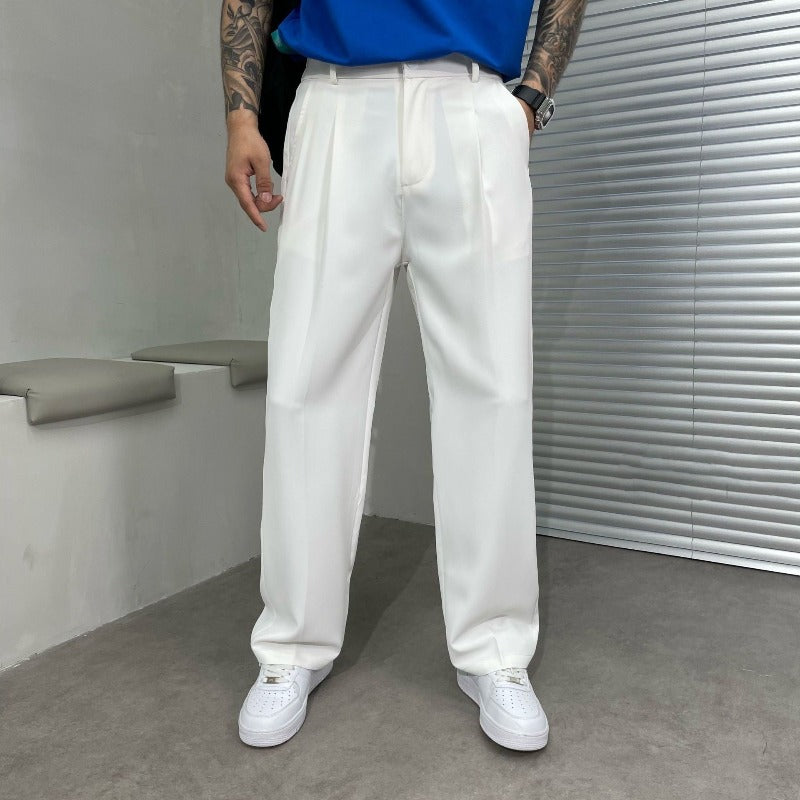 Herren Sommerhose Bundfalten Lockere Passform