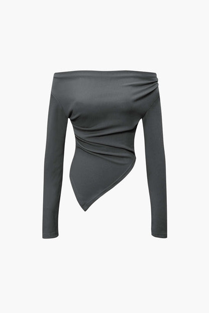 Damen Zweiteiler-Set Asymmetrisches Oberteil Weite Hose