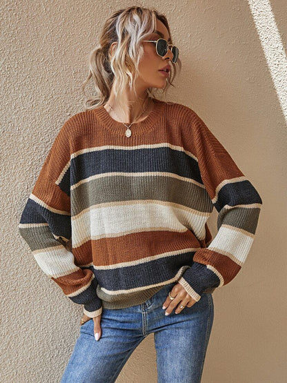 Serenelle Damen Oversize-Pullover Strick Weich Grau