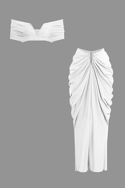 Elegantes Damen Off-Shoulder-Set mit Drapierung