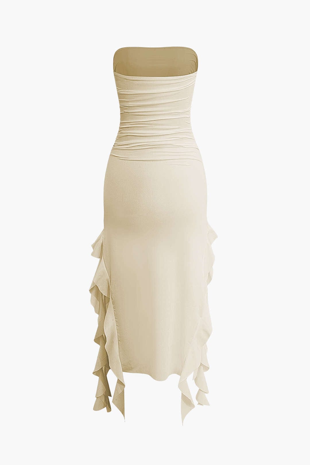 Damen Maxikleid Elegantes Bandeau-Design mit Volant-Details