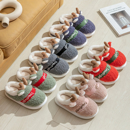 Weihnachtspantoffeln Warm Plüsch Antler für Damen Herren →