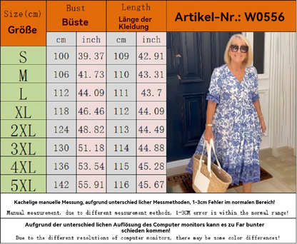 Damen Kleid V-Ausschnitt Print Übergröße